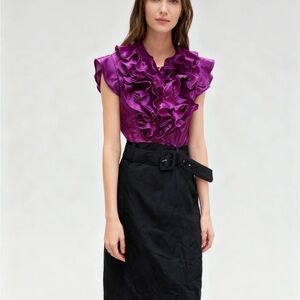 Snap Women's Satin Fuchsia Blouse